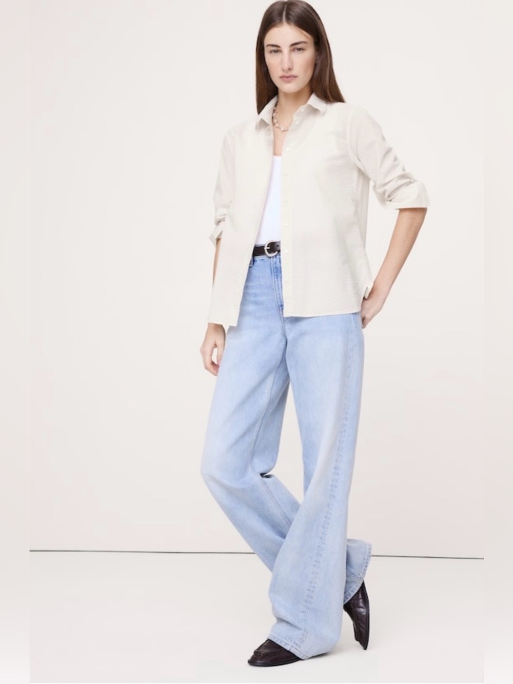 NWT-Banana Republic Everyday Shirt in Seersucker, Extra Large